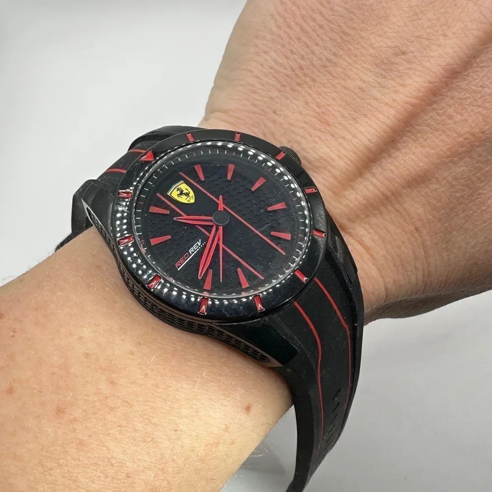Scuderia‎ Ferrari Men's Red Rev Black Silicone Strap Watch - 38mm